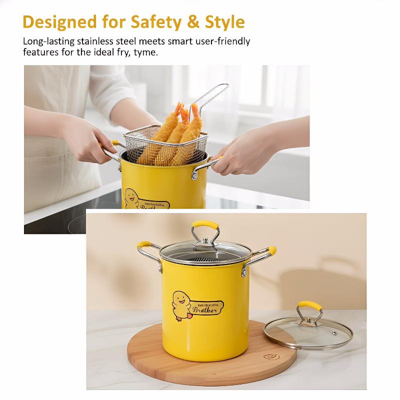 2/3L Deep Fryer Pot Stainless  - Home Cooking Oil Filter ulasan dan harga